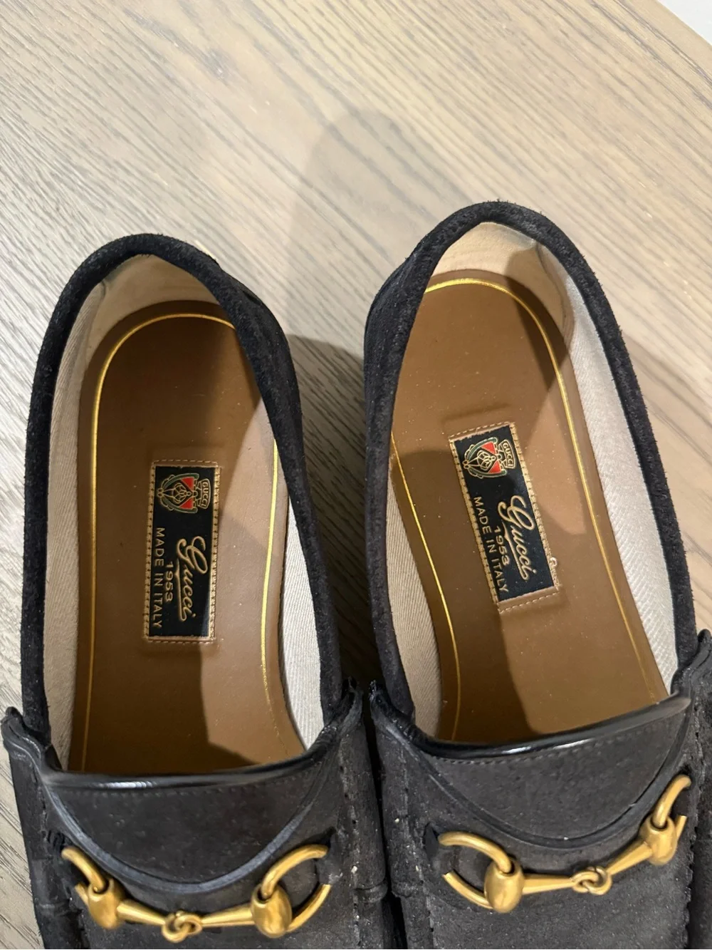 Gucci Black Suede Horsebit Loafers Size 9